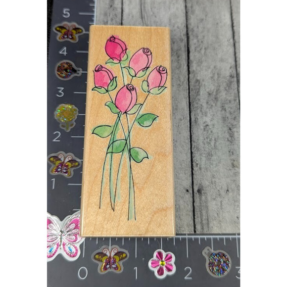 Hero Arts‎ Delicate Rose Stems Flowers H3280 Rubber Stamp Wood #L12 - Picture 1 of 4